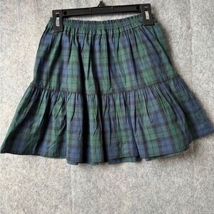 Crewcuts little girl size medium 8-9yrs plaid blue green holiday skirt nwt